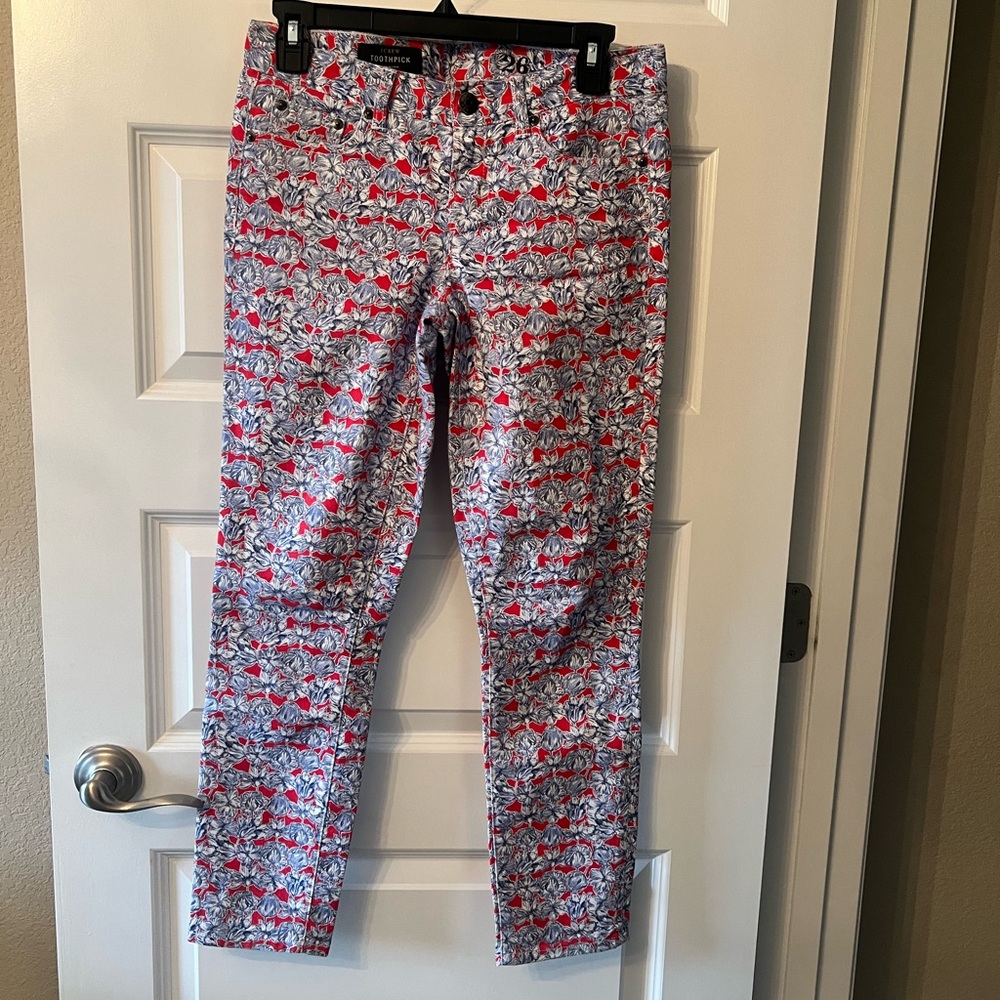New J Crew Toothpick Ankle Liberty Art Fabrics Slim Skinny Jeans Women 26 Ankle